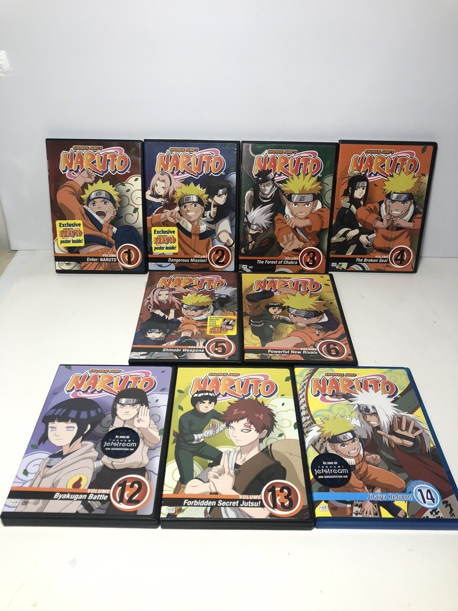 Naruto Volumes 1-6, 12-14 DVD set Shonen Jump EUC W/ 2 Posters | eBay