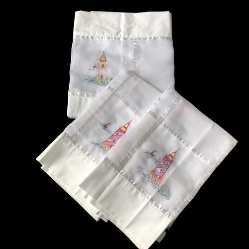 3-teiliges besticktes Leuchtturm weiß durchsichtig Küchenvorhang Ebene & Schürze Set - Bild 14 von 14