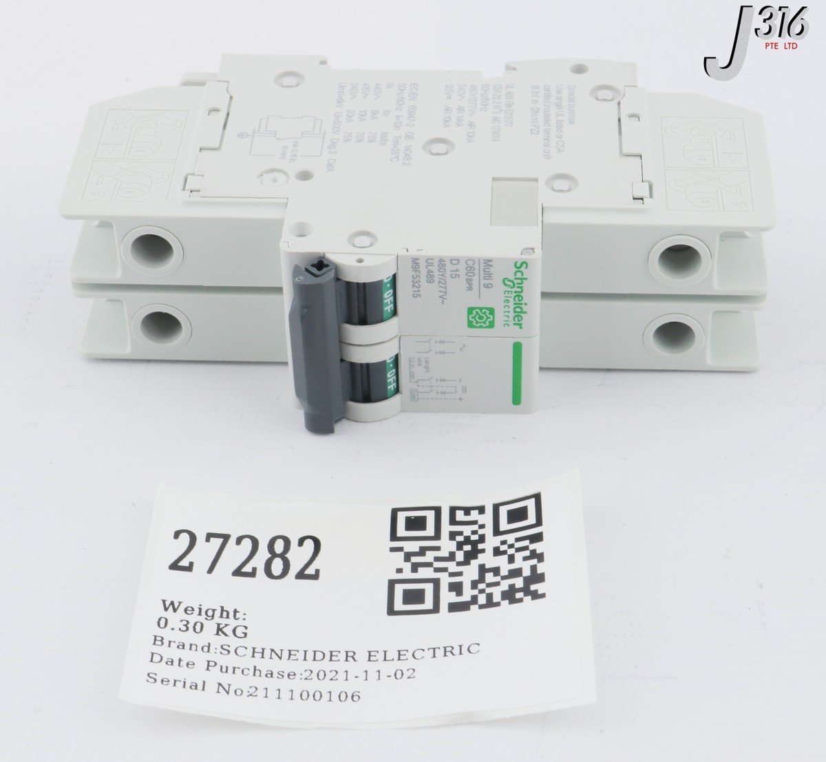 27282 SCHNEIDER ELECTRIC CIRCUIT BREAKER, MULTI 9 C60 BPR, 15A