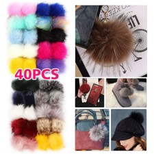 20X Faux Fur Pom Poms 10 cm