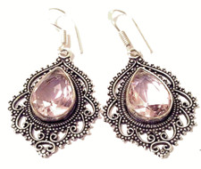 ROSA K U N Z I T Edelstein 925 Sterlingsilber Schmuck Ohrring