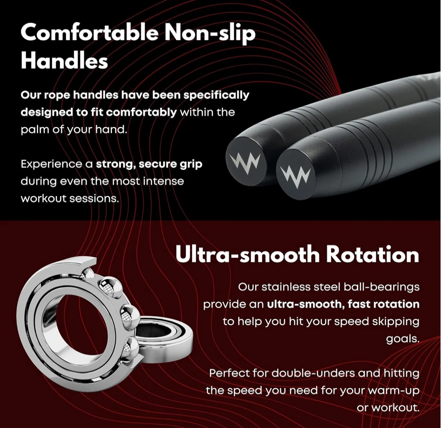 Speed Skipping Rope Ball Bearing Screw-Free Jump Rope 2 Speed Wire Cables Boxing - Image 4 of 4