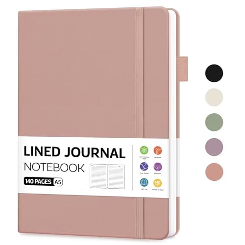 Lined Journal Notebook for Women & Men, Hardcover College Ruled Journal e.Pink