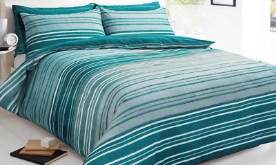 NEU Pieridae Struktur Streifen Wende Bettbezug Set, Super King, Blau Multi