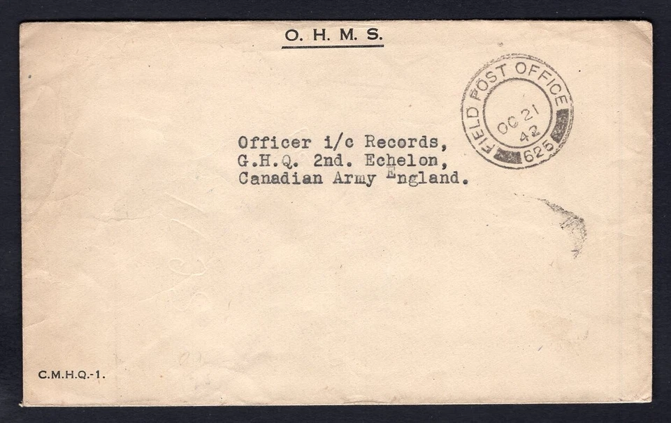 Canada WW2 Military 1942 OHMS Official Cover. Multiple Forwards, Tape - Image 3 of 3