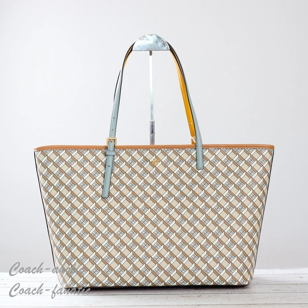 Tory Burch Geo Logo Colorblock Tote in Hazelnut Geo Logo 