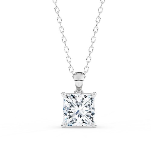 IGI, F/VS1, 2.00 CT Solitaire Lab-Grown Princess Diamond Pendant, 18K White Gold - Picture 8 of 15