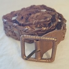 Hollister Gold Braided Belt - Genuine Leather - Women's Fits 36-38" READ DESC