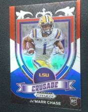 Ja'Marr Chase 2021 PRIZM DRAFT PICKS CRUSADE RED,WHITE, BLUE Card #162 TIGERS