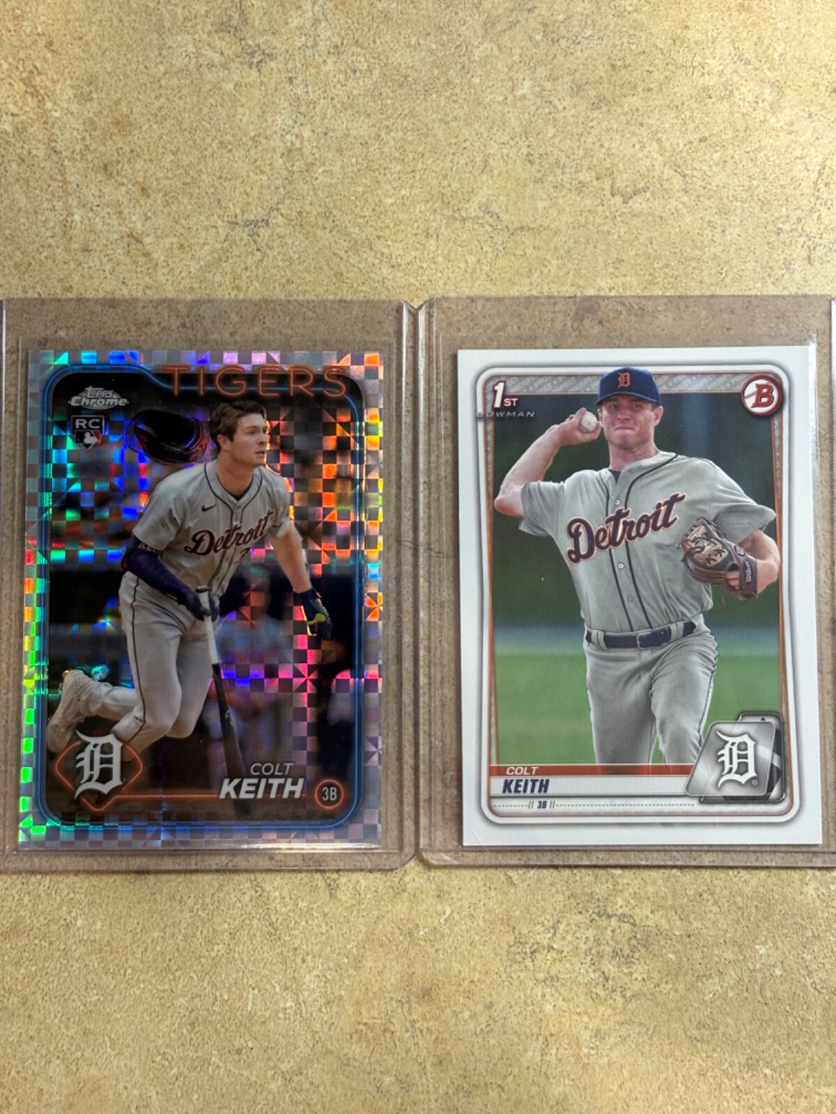 Colt Keith 2024 Topps Chrome XFractor RC & 2020 1st Bowman Detroit Tigers