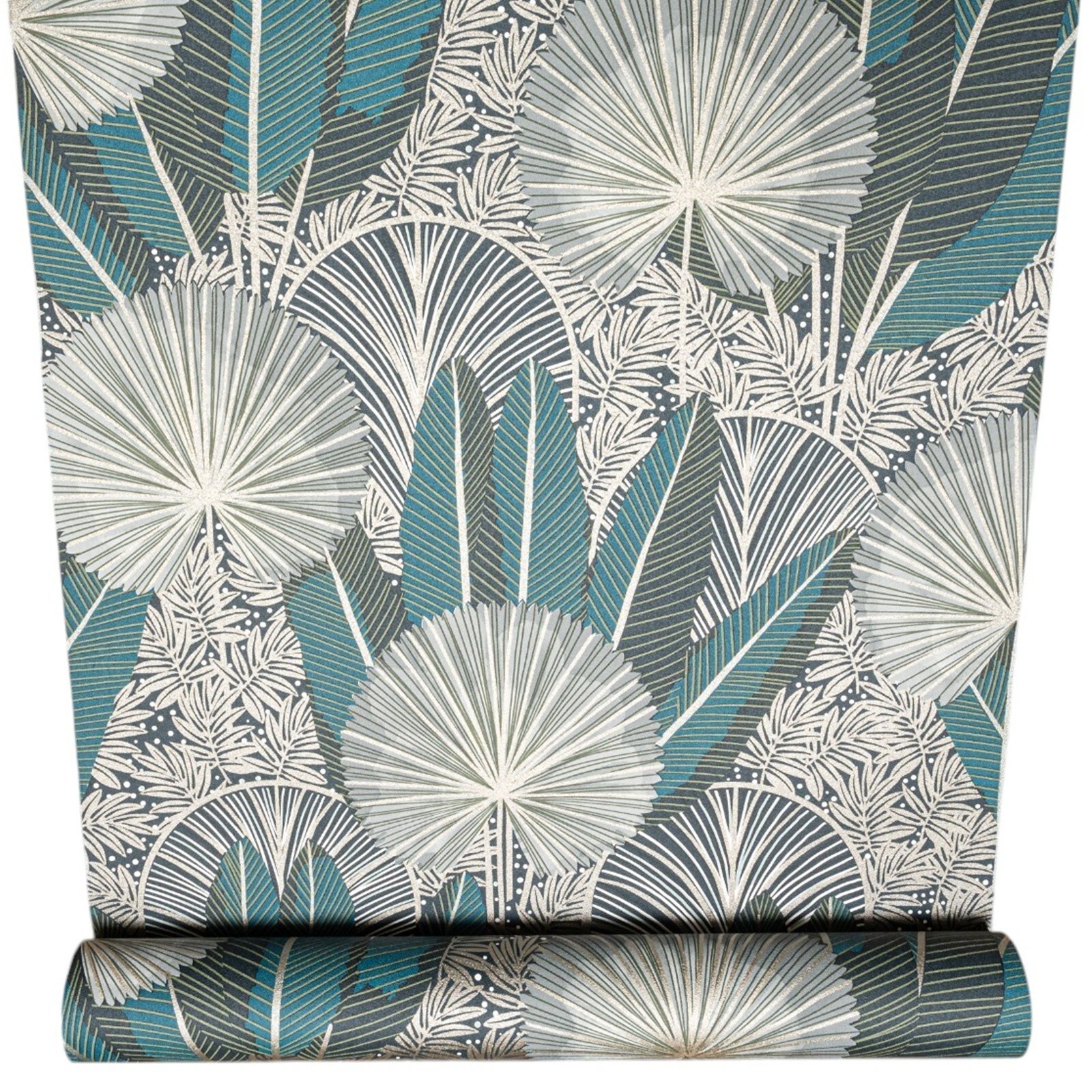 Green Gold Floral Wallpaper Metallic Shimmer Textured Slightly Imperfect Feature