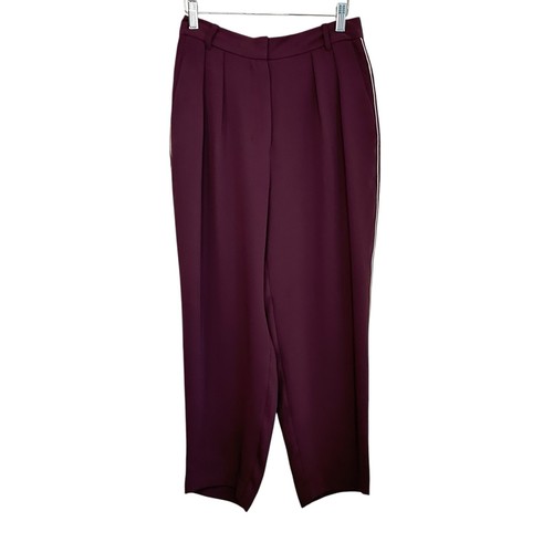 ARITZIA Babaton Womens Modesto Cropped Pants Sz 6 Burgundy White Piping