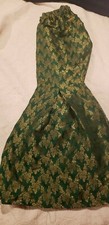 Pakistani/Indian Women's Green Jamawar Gharara Pants With Lining, Size Small