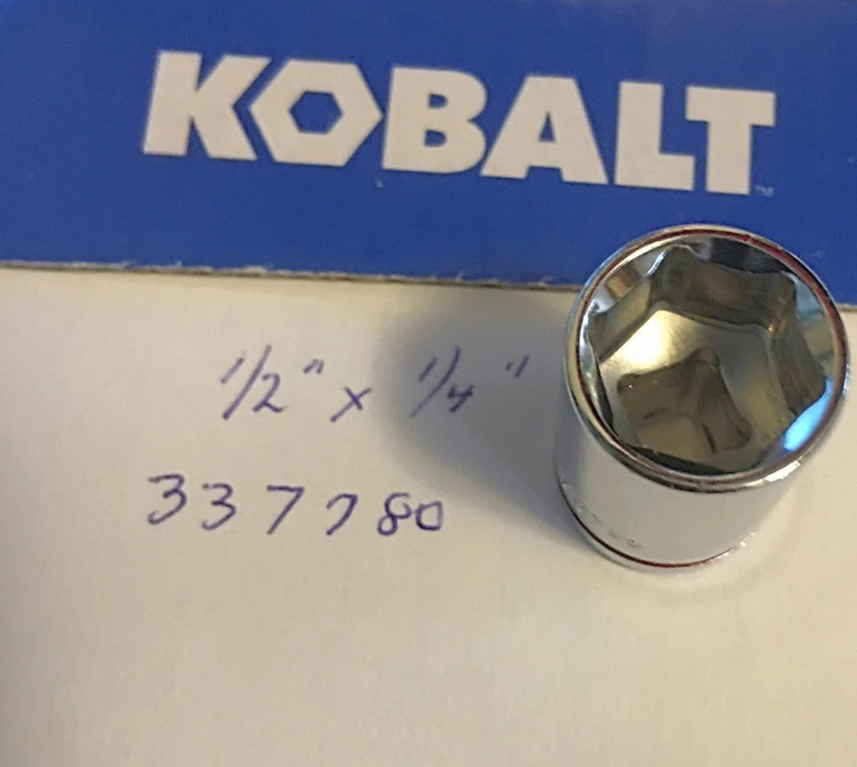 Kobalt 1/2" x 1/4" Dr  Standard Chrome Socket  6 Pt # 337780 Free Shipping - Image 2 of 4