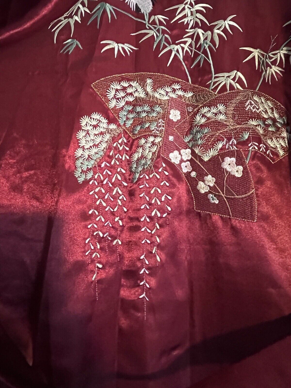 PLUM BLOSSOM Kimono Robe sz M Brocade Embroidered… - image 4