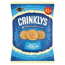 15 X 90g Jacob's Crinklys Salt & Vinegar £1.25 pmp Crisps SNACKS 