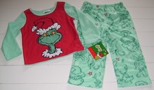 The Grinch Dr Seuss Unisex 2 Pc Fleece LS Shirt and Pants Christmas Pajamas 6 8