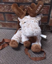 Cute Plush Stuffed Alaska Moose Backpack with zipper pouch & adjustable straps