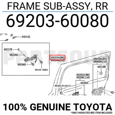 6920360080 Genuine Toyota FRAME SUB-ASSY, RR 69203-60080 | eBay