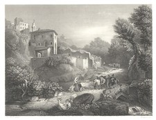 SAN MARINO , di  PETER VON HESS , incisione , 1850 + PASSEPARTOUT