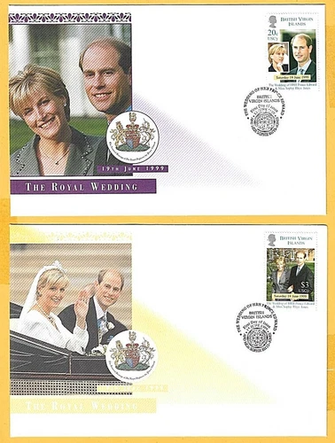 FALKLAND ISLANDS 1999 Pair of FDC's - ROYAL WEDDING Edward & Sophie - H/stamped