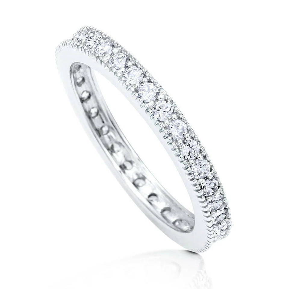 Anillo de eternidad de boda circonita cúbica de plata esterlina BERRICLE talla 4 Foto 2 de 4