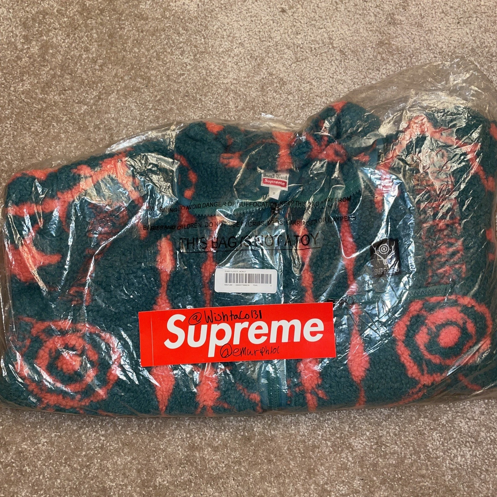 Veste polaire Supreme X South2 West8 sarcelle SS21 homme taille PETITE