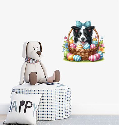 Ostern Hund Blume Ei Korb Wandkunst bunt Van Vinyl Aufkleber Abziehbilder a8898