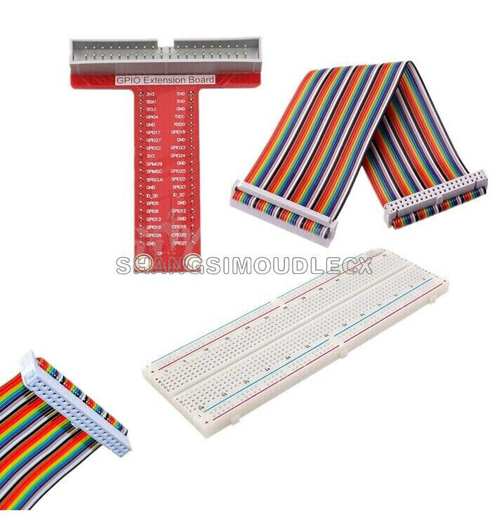Raspberry Pi 2 B T Type GPIO Extension Board + Breadboard + 40 Pin Rainbow Cable