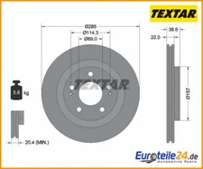 2 pieces brake disc Textar 92148500 for Mitsubishi