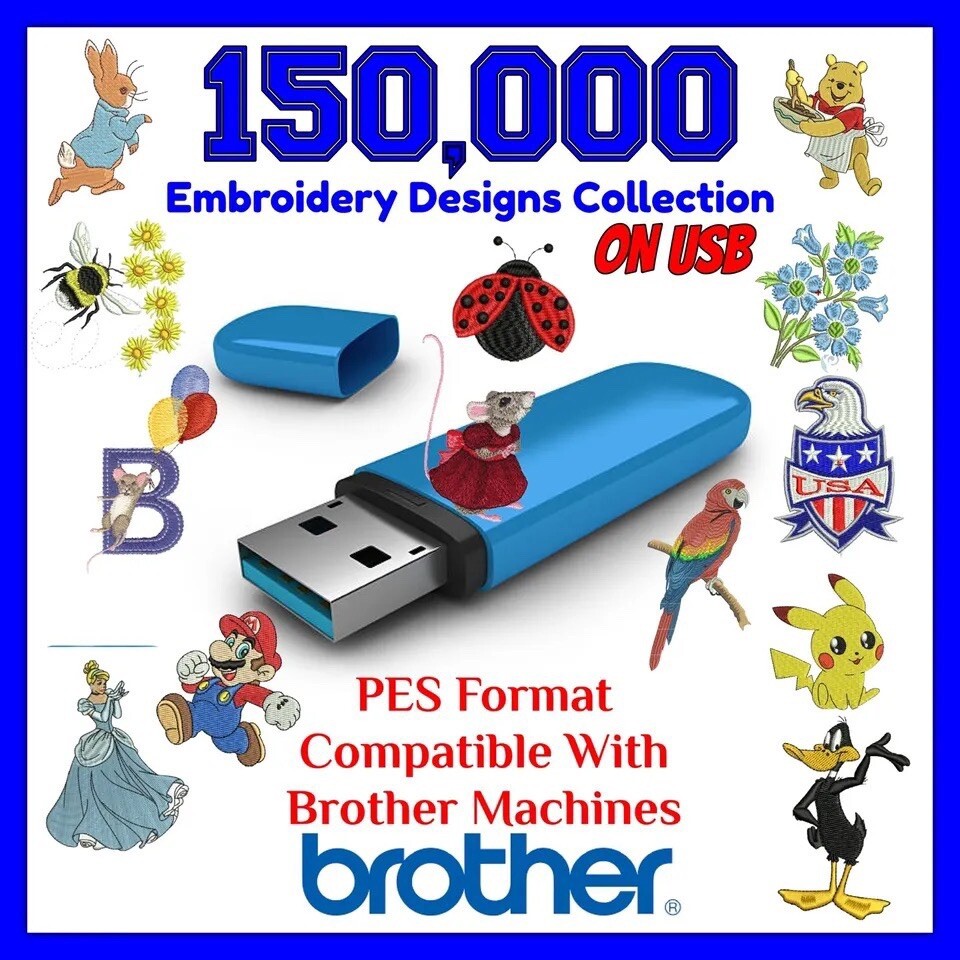 150,000 Brother Embroidery USB Designs Collection Free Viewing Software
