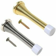 Door Stop Spring 78mm High Quality Wall Mounted Chrome Brass Board + Screws