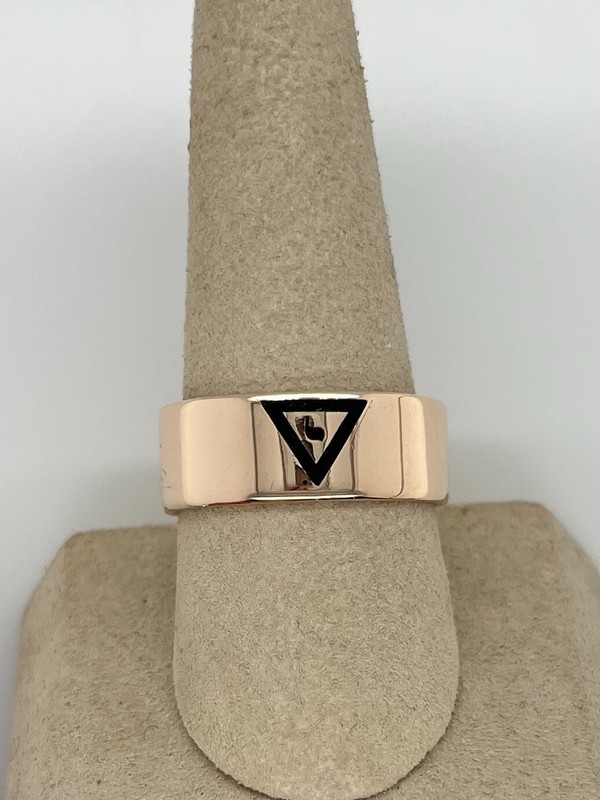 14KYG 7mm Masonic Scottish Rite Band w/Black Logo Size 7.75