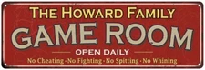 The Howard Family Personalized Red Game Room Metal Sign 106180038386