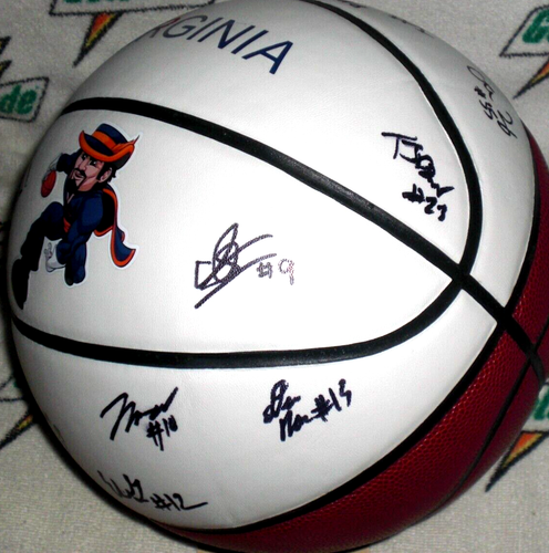 2025 VIRGINIA CAVALIERS SQUADRA FIRMATA F/Sz PANNELLO BIANCO LOGO BASKET - WAHOOWA! - Foto 3 di 6