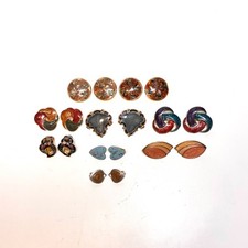 JEWELRY 9 pair clip on earrings all metal all enamel variety sizes shapes colors