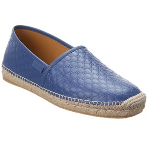 Espadrilles plates en cuir Gucci bleu GG taille 13,5