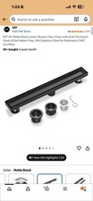EXF 24" Matte Black 304 Stainless Steel Linear Shower Drain Dual Tile Insert