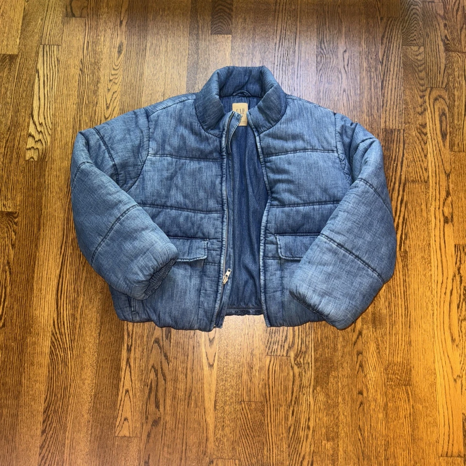 GAP Oversized Denim Puffer Jacket M - Image 2 of 4
