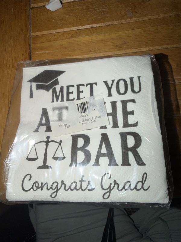 50 PCS White Meet You At The Bar Law School Graduation Napkins Black letters
