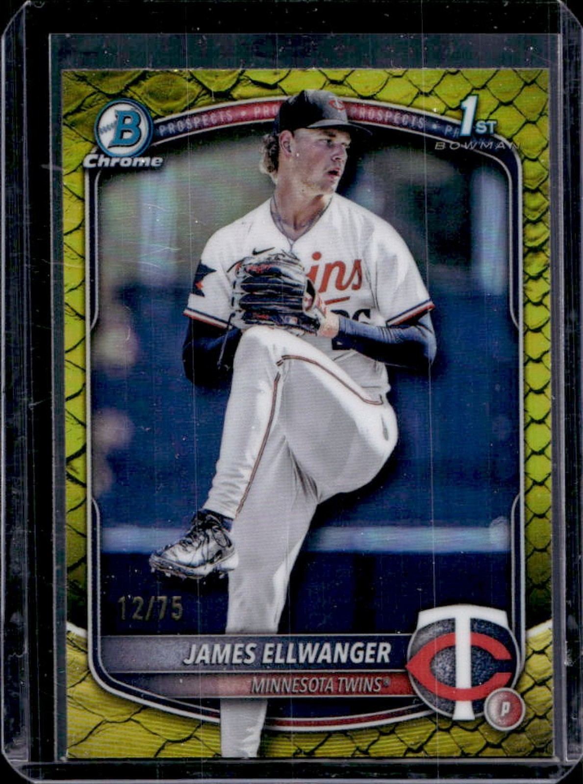 2025 Bowman Draft James Ellwanger Chrome Yellow Reptilian Refractor 1st #/75