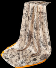 100 Silk 20 small square Scarf Women neckerchief Wrap floral gray yellow MY199