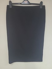 ?Atmosphere Black Textured Pencil Skirt Sze 16 Elastic Waist Knee Length 26" 139