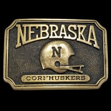 Nebraska Cornhuskers Football Helmet Belt Buckle Solid Brass 1982 Heritage Mint