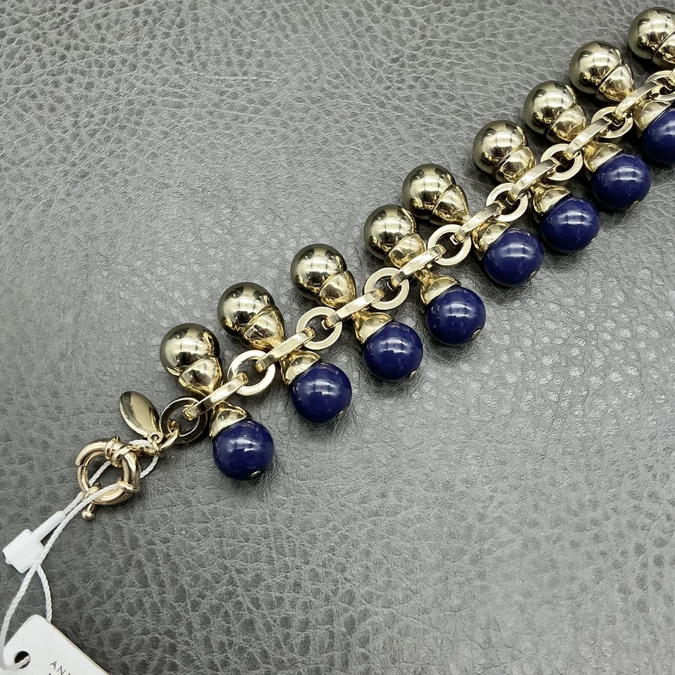 Pulsera Ann Taylor llamativa con cuentas para mujer talla única tono dorado azul marino Foto 2 de 4