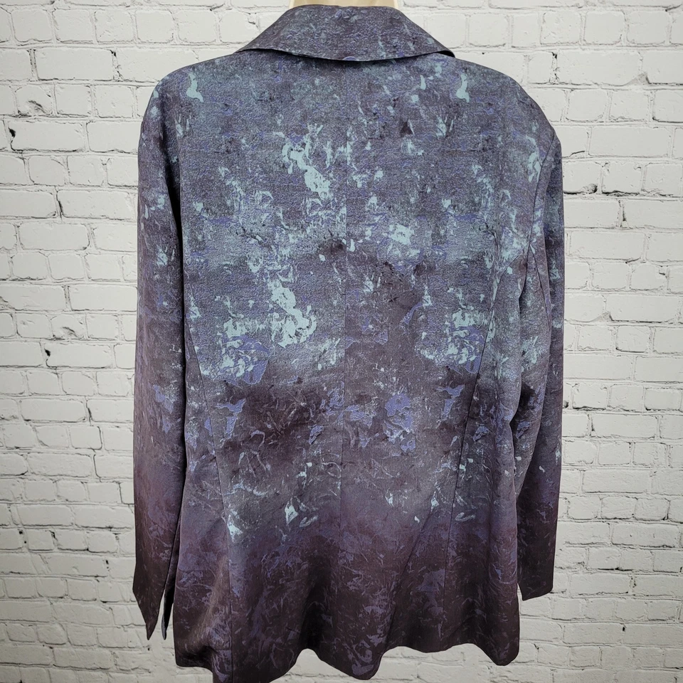 Chaqueta Blazer Coldwater Creek Azul y Púrpura Ligera Muesca Abierta Talla 20 Foto 2 de 4