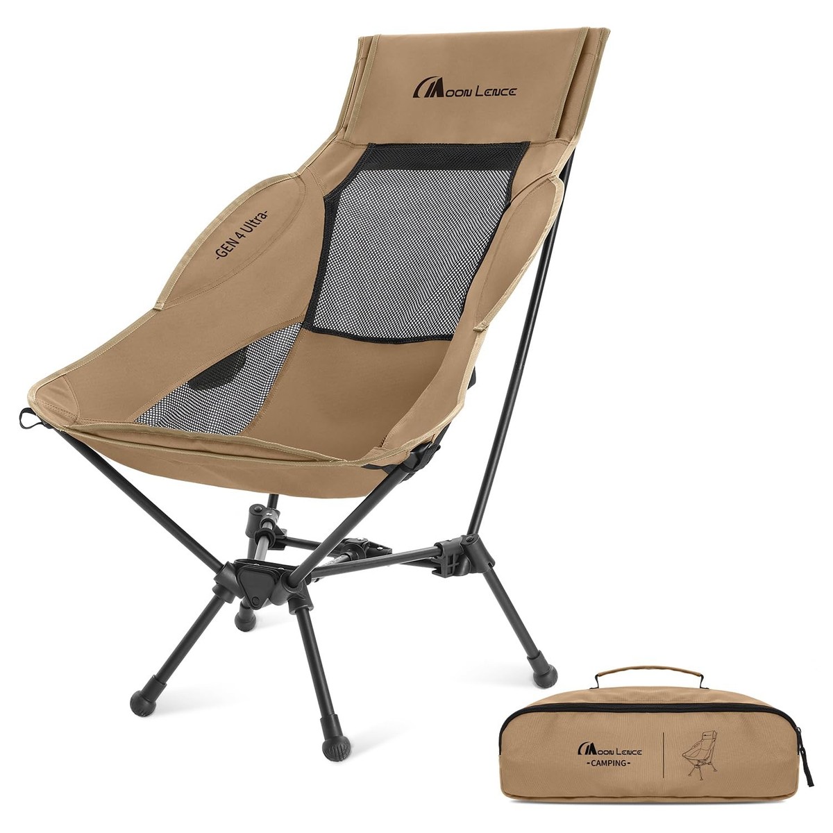 MOON LENCE High Back Folding Camping Chair, 330lbs Portable