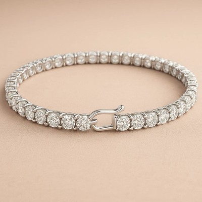 12 Kt Behandelter Diamant Tennis Armband 925 Sterling Silber Zertifiziert 4mm Schmuck