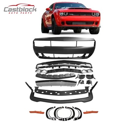 Fits 15-23 Dodge Challenger Hellcat Style Front Bumper + Lip + Fender Flares NEW