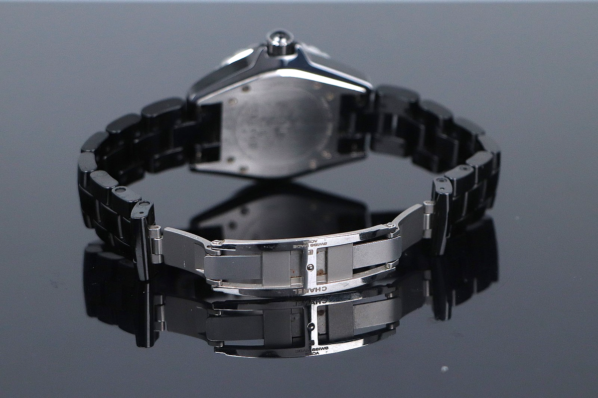 $15000 Chanel Steel J12 Black Ceramic Double Row Diamond Bezel